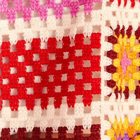 Farm Rio Mixed Stripes Crochet Knit Drawstring Shorts Multicolor Rainbow - Picture 9 of 14